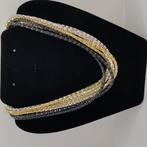 Tri-Colored Metal Mesh Necklace 18"